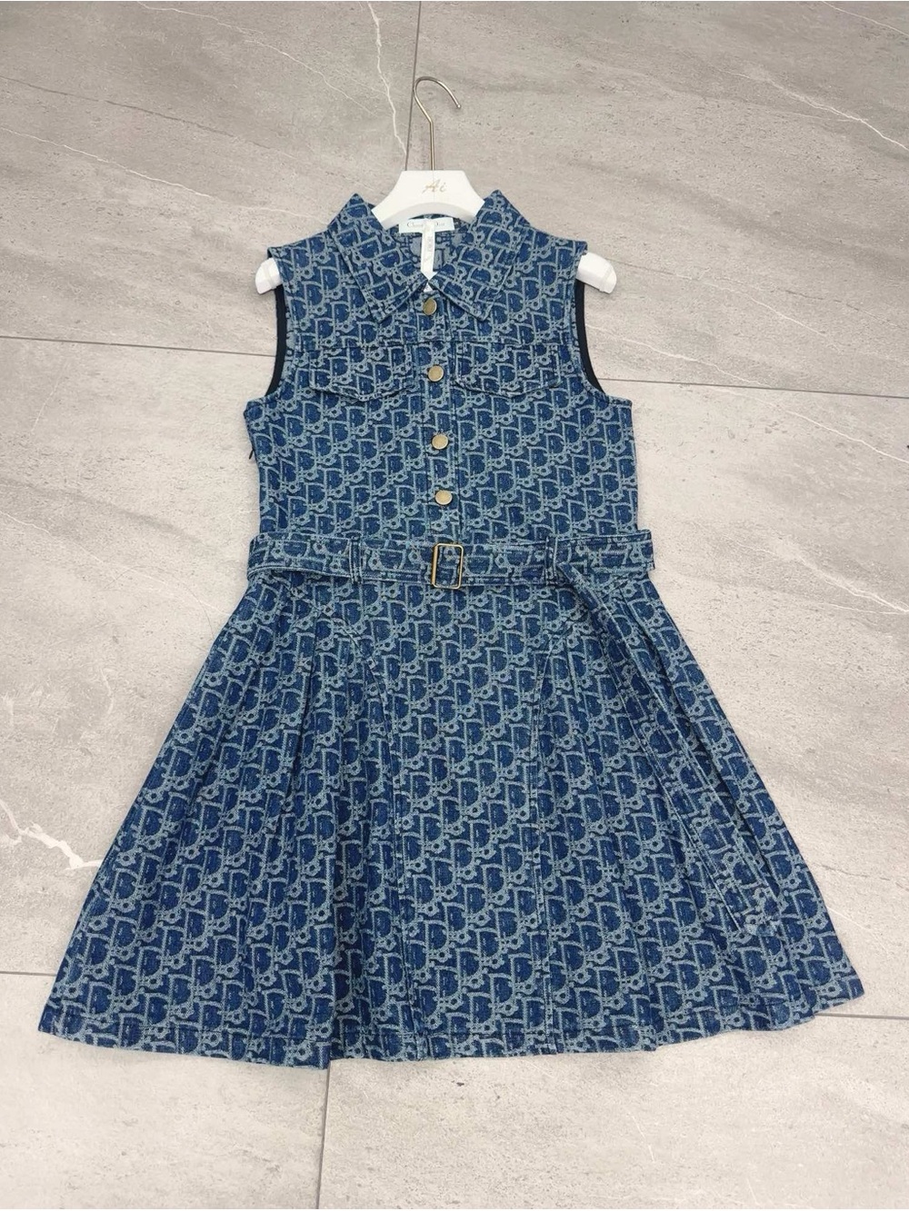 Dior Sleeveless Monogram Denim Dress in Blue - Picture 3 of 9
